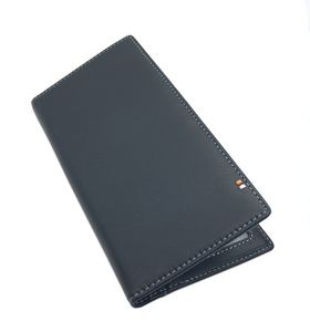 [In Stock] [Retail Price] Castello Genuine Nubuck Leather Open Closure Polyester Long <b>Wallet</b> Unisex Black <b>Brown</b> RFID Characters - Product Image 2