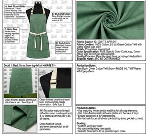 Green Cotton Bib Apron With Two Pockets And <b>Adjustable</b> <b>Straps</b> For Women Restaurant Bar Use - Product Image 5
