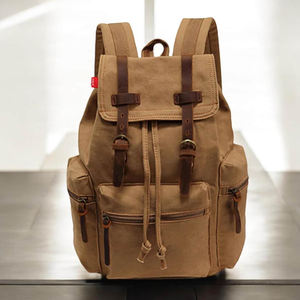 Mochila de Lona y Cuero, Bolso de Viaje Impermeable para Portátil, con Cierre, Venta al Por Mayor, Directo de Fábrica, LCB-0058 - Product Image 2