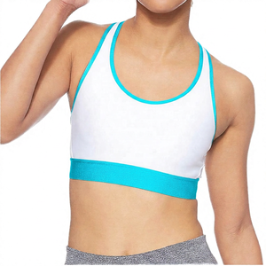 Sujetador deportivo blanco con ribete gris de alto soporte para mujer - Product Image 5
