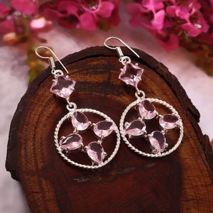 Boucles d'oreilles en Kunzite rose, en argent Sterling 925, bijoux en pierres précieuses faits à la main pour femmes, boucles d'oreilles élégantes, cadeau - Product Image 6