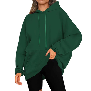 Custom Manufacturer Women's Oversized <b>Long</b> <b>Hoodies</b> Casual Loose Fit Winter Fleece 100% Cotton Front Logo OEM Service Breathable - Product Image 1