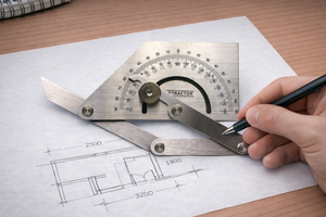 Rapporteur multi-usages en acier inoxydable, disponible pour mesurer les angles internes et externes - Product Image 2