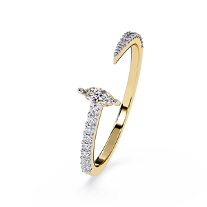 Bague en or massif 14K 18K avec diamant de laboratoire taille marquise, bague ouverte pavée DEF VVS, bague de fiançailles, bijoux fins, vente en gros OEM - Product Image 3