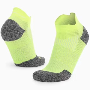 Wholesale Breathable Ankle <b>Running</b> <b>Socks</b> for Adults in Green with Gray Heel and Toe Knitted Spandex Polyester Mesh Design Summer - Product Image 1