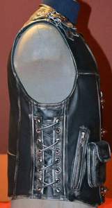 Chaleco de Cuero para Motociclista BLAZING FLAMES, para Hombre, con Hebillas, de Cuero Vacuno Resistente, Estilo Vintage, con Espacio Oculto para Armas - Product Image 2