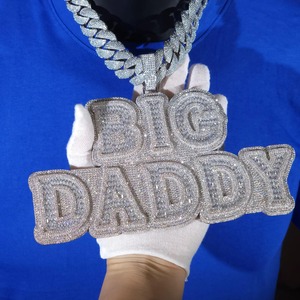 Buy Iced Out Silver Plated Moissanite Custom <b>Name</b> Necklace Baguette Letter Pendant Hip Hop Cuban <b>Chain</b> for Men's Luxury India - Product Image 3