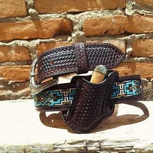 2026 Arrival Luxury Western Full Grain Beaded <b>Leather</b> <b>Tooled</b> Belt Hand Carved Leaf Pattern With Buckle Custom - Product Image 4