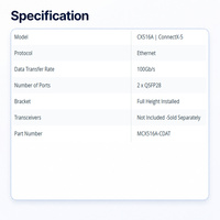 Tarjeta Adaptadora MCX516A-CDAT CX516A Connect X-5 Ex VPI, Tarjeta de Interfaz de Red Ethernet ED, 100G Dual QSFP28/PCIe4.0x16, Soporte Alto