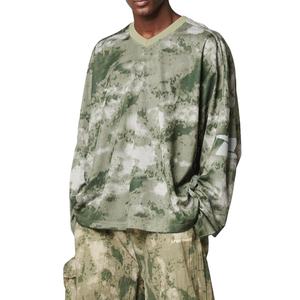 Maillot de football américain personnalisé à manches longues, col en V, surdimensionné, en maille sublimée camouflage, style streetwear, réfléchissant, vente en gros - Product Image 1