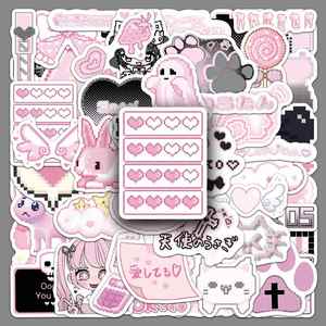 50-Piece Pink Pixel Art Stickers Sickly Cute Creative Cross-Border Design for <b>Suitcase</b> Planner & Water Cup - Product Image 1