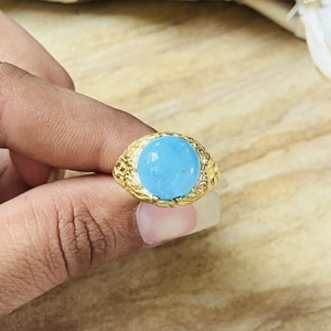 Anillos de Calcedonia de Diseño Moderno, Anillos Tribales de Latón para Mujer, Chapados en Oro de 18k, Joyería Vintage de Alta Gama para Venta al Por Mayor/OEM/ODM - Product Image 5
