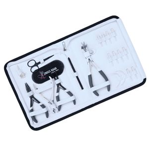 Kit d'outils pour extensions capillaires : pinces de coiffage, ciseaux, aiguille courbée, crochet de séparation, boucle de fil, coupe-bandes adhésives, pince à sertir - Product Image 1