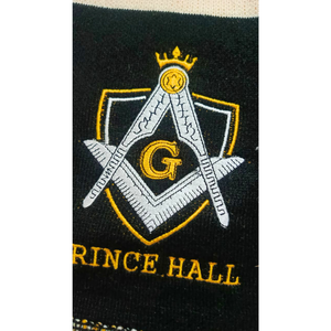 Prince Hall Masonic Embroidered Scarf Long Winter Thermal Insulation Men Adult Classic Style Black Gold Letter Pattern Acrylic - Product Image 4