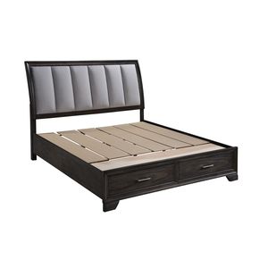Letto matrimoniale king size ultra morbido con contenitore, testiera imbottita e due cassetti alla pediera in legno massello - 1 pz. Letto imbottito - Product Image 4