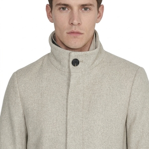Manteau long à col montant pour homme, veste d'hiver chaude, vêtement d'extérieur décontracté et formel avec fermeture à boutons sur le devant et poches latérales - Product Image 5