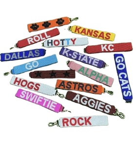 Personalized Custom Beaded Adjustable Game Day Keychain Wristlet Sports Team College Trendy Word Durable Fabric Fully Customize - Product Image 1