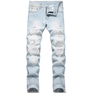 Wholesale OEM Custom New Fashion Stretchy Waterproof Breathable Mid Waist <b>Mens</b> Straight Lightweight Denim <b>Jeans</b> - Product Image 1