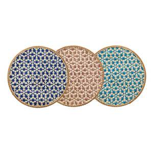 Best Selling Natural Rattan Charger Plates With Beads Customize Sizes Variety of Colors Handmade Rattan <b>Placemat</b> for Table Decor - Product Image 4