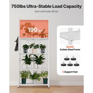 Scaffale Pieghevole a 5 Ripiani 81L X 36P X 183H Pollici, Unità di Stoccaggio in Metallo con 5 Ruote, Nessun Assemblaggio Richiesto, Organizzatore per Negozio - Product Image 3