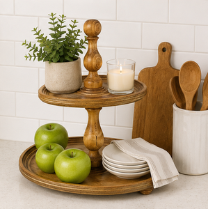 Handcrafted 2 Tier Wooden <b>Cake</b> <b>Stand</b> & Cupcake Display Mango Wood Tiered Serving Tray for Wedding Birthday Parties - Product Image 6