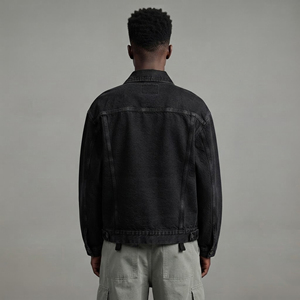OEM Custom Men's Jean Denim <b>Jacket</b> Faded Effect <b>zip</b> <b>Up</b> Cotton Coat Oversized Vintage Washed Denim <b>Jacket</b> for Men's 2026 - Product Image 5