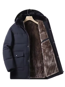 Wholesale Custom <b>Men's</b> Vintage Puffer Jacket New Design Fashion Quilted Bomber <b>Hood</b> White Waterproof Bubble <b>Coat</b> <b>Fur</b> Front - Product Image 5