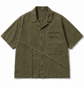 เสื้อเชิ้ตทำงานแขนสั้นทรงโอเวอร์ไซส์คุณภาพสูงสำหรับผู้ชาย - Product Image 3