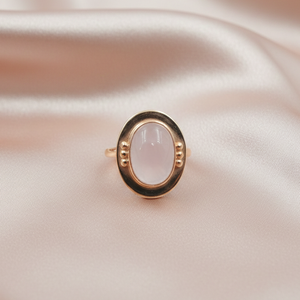 unique Rose Quartz Oval Ring 925 Sterling Silver Rose Gold Yellow Gold Plated Handmade Brass Ball Designer Statement Jewelry - Product Image 2