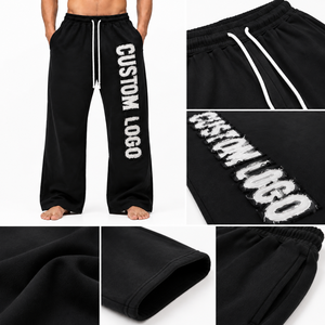 Pantalones Deportivos Anchos con Apliques, Ligeros, de Corte Holgado, Casuales, de Felpa, Cintura Alta, de Algodón para Hombre - Product Image 4
