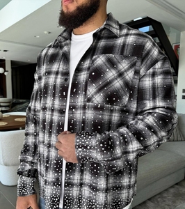 Chemises décontractées en flanelle à carreaux noirs et jaunes pour hommes, coupe classique, manches longues, avec service OEM - Product Image 6