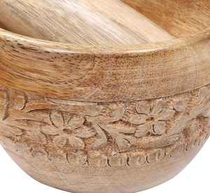 Mortier et pilon en bois, broyeur d'épices traditionnel artisanal - Product Image 6