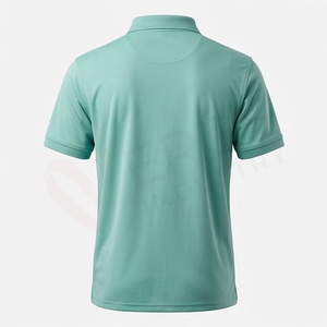 Polo à manches courtes vert menthe pour homme, 100% coton, tissu Oxford respirant, coupe décontractée, design uni, style tissé - Product Image 2
