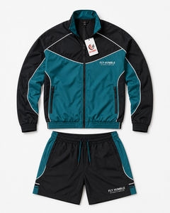 Conjunto Deportivo Informal para Hombre FLY HUMBLE SPORTS, Color Negro y Rojo, Transpirable, de Secado Rápido, Tejido de Felpa, 100% Seda, para Verano - Product Image 1