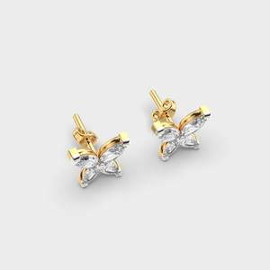 Butterfly <b>Stud</b> <b>Earrings</b> 14K Gold Plated Marquise Cut Diamond Claw Setting Women's Luxury Everyday Wear <b>Earrings</b> - Product Image 2