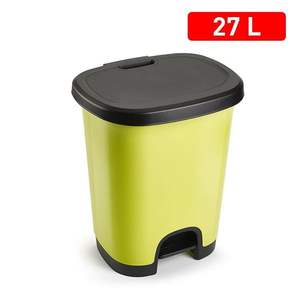 Poubelle à pédale CUBO 27L jaune avec couvercle noir à ouverture rabattable, capacité de 27 litres, ouverture par pédale - Product Image 3
