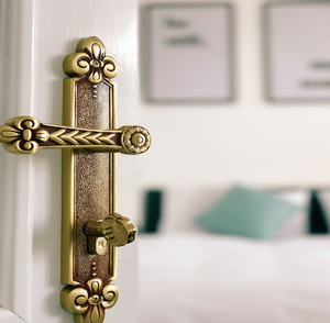 Tiradores de puerta de latón de estilo vintage con líneas curvas fluidas para puertas de madera, disponibles a precios de mayorista. - Product Image 4