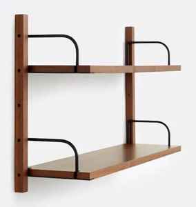 Modern Wooden Floating Shelf <b>Wall</b> Mount Industrial Metal <b>Rail</b> Adjustable Tier Storage Ledge Display Rack Unit Home Decor - Product Image 1