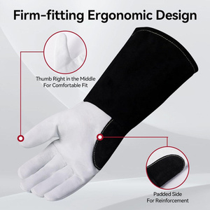 Gants de soudage TIG en cuir de chèvre et croûte de cuir de qualité supérieure, robustes, pour la protection industrielle et le barbecue - Product Image 2