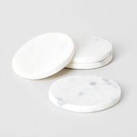 Thirstystone Lot de 4 sous-verres en marbre rayé noir et blanc Ensembles de tampons de boisson élégants pour café, thé et vin sous-verre en pierre de qualité supérieure