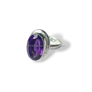 Natural Amethyst Gemstone 925 Sterling <b>Silver</b> <b>Ring</b> Classic Style Oval Cut for Women and <b>Men</b> for <b>Wedding</b> Party and Anniversary - Product Image 1