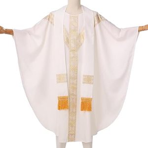 Casulla gótica blanca para sacerdote, vestimenta litúrgica católica, túnica vintage, casullas, vestimenta hecha en Pakistán - Product Image 3