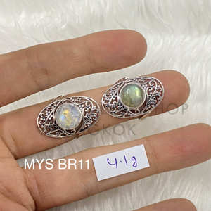 Bague Chunky en Argent Sterling 925 avec Pierre de Lune Arc-en-ciel et Labradorite de Forme Ronde Naturelle, Vente en Gros, Bijoux Bohèmes Personnalisés - Product Image 1