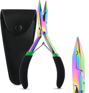 Professional Hair <b>Extension</b> Pliers Stainless Steel Rainbow Finish 5.5 Inches <b>Micro</b> Beads Closer Tool - Product Image 1