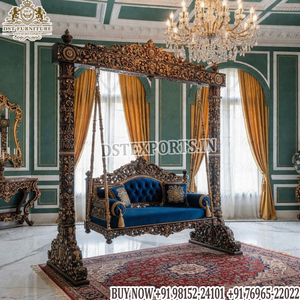 Columpio Jhula de Madera Blanca de Aspecto Premium para el Hogar, Venta al por Mayor, Estilo Grand Sankhera, Jhoola Interior con Intrincados Tallados en los Pilares, EE. UU. - Product Image 5