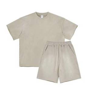 <b>Men's</b> Breathable Knitted Streetwear Sporty <b>Jacket</b> and Shorts Set Quick Dry Solid Cotton 220g <b>Summer</b> Outfit - Product Image 5