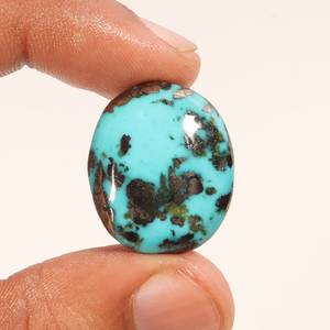 Cabochon ovale en turquoise naturelle pour la fabrication de bijoux, pierre bleu-vert lâche pour bagues, pendentifs, boucles d'oreilles - Product Image 1