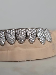 Grillz dentaires pour hommes en argent sterling 925 plaqué or 14K, sertis de moissanite, style Hip Hop, bijoux corporels personnalisés - Product Image 2