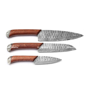 Customizable Damascus Steel 3 Pcs Kitchen Chef <b>knives</b> <b>Set</b> 9-12 in Japanese Forged Damascus <b>Knives</b> Rosewood Handle Professional - Product Image 2