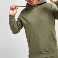 Conjunto de Sudadera con Capucha y Pantalones Negros para Hombre, Color Sólido, Informal, Tejido, para Otoño